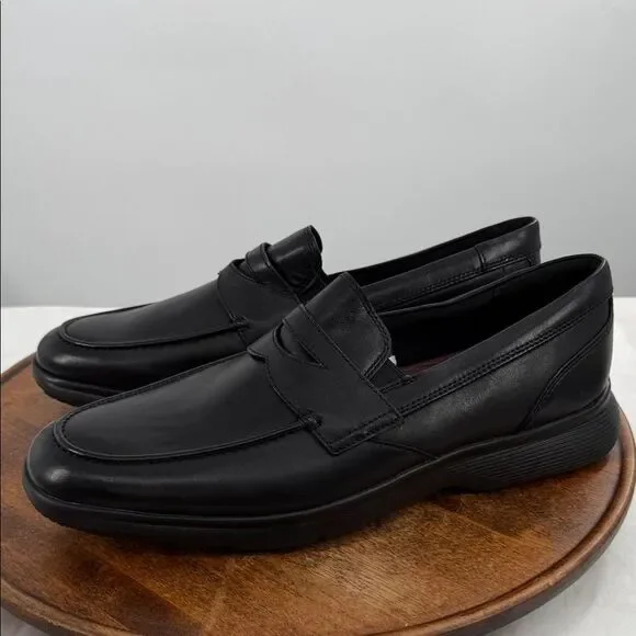 Rockport Shoes Mens 11 Black Leather Penny Loafer Slip On DresSports Comfort - Picture 1 of 11